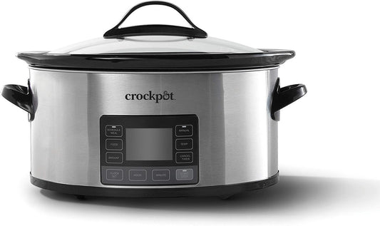 Crock-Pot MyTime Technology 6 Quart Programmable Slow Cooker and Food Warmer with Digital Timer, Stainless Steel (2137020)