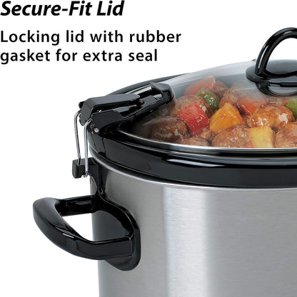 Crock-Pot SCCPVL600S Cook' N Carry 6-Quart Oval Manual Portable Slow Cooker, Silver