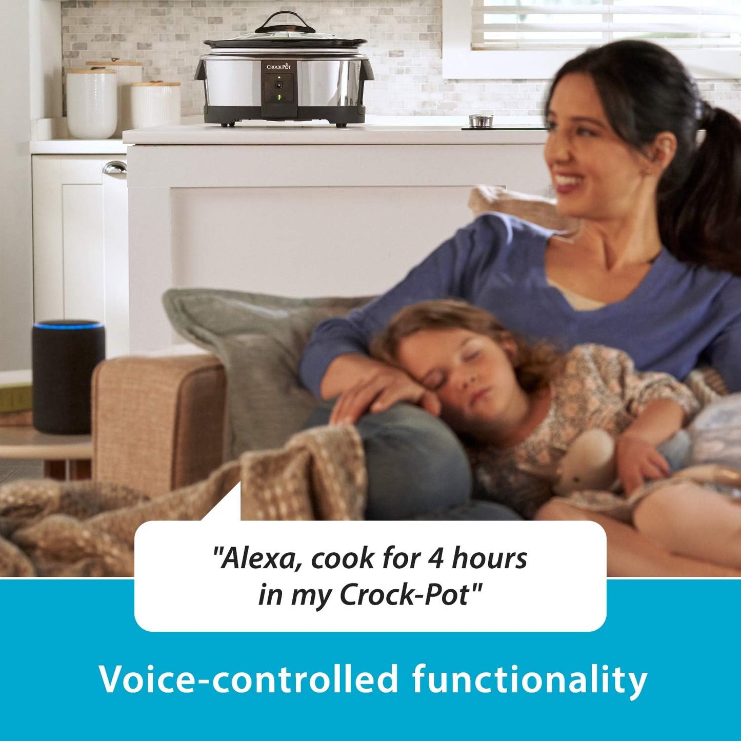 Crock-Pot 6 Quart Programmable Slow Cooker and Food Warmer Works with Alexa, Stainless Steel (2139005)