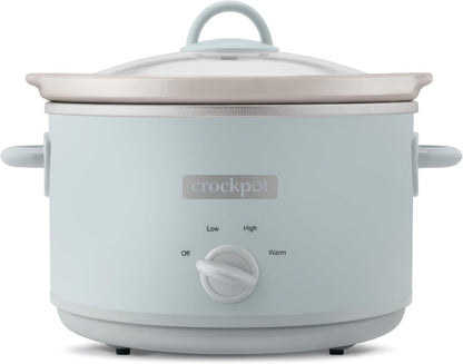Crock-Pot Small 2.5 Quart Casserole Slow Cooker in White/Blue, Enjoy Eye-Catching Quick Meals, Durable and Compact