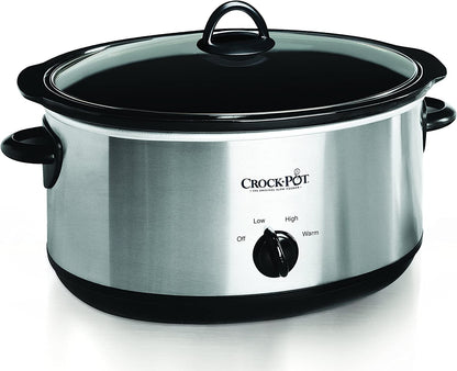 Crock-Pot 7 Quart Oval Manual Slow Cooker, Stainless Steel (SCV700-S-BR), Versatile Cookware for Large Families or Entertaining