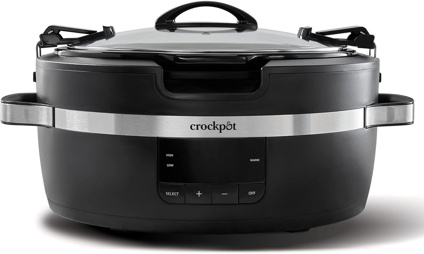 Crock-Pot Thermoshield Slow Cooker with Easy Carry Handles | 6 Quart Manual Slow Cooker, Black