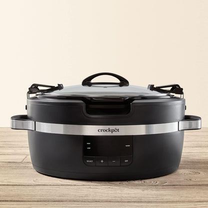 Crock-Pot Thermoshield Slow Cooker with Easy Carry Handles | 6 Quart Manual Slow Cooker, Black